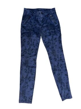 Gap Women’s Dark Blue Floral Print Skinny Legging Jeans Front Zip Pockets Size 2